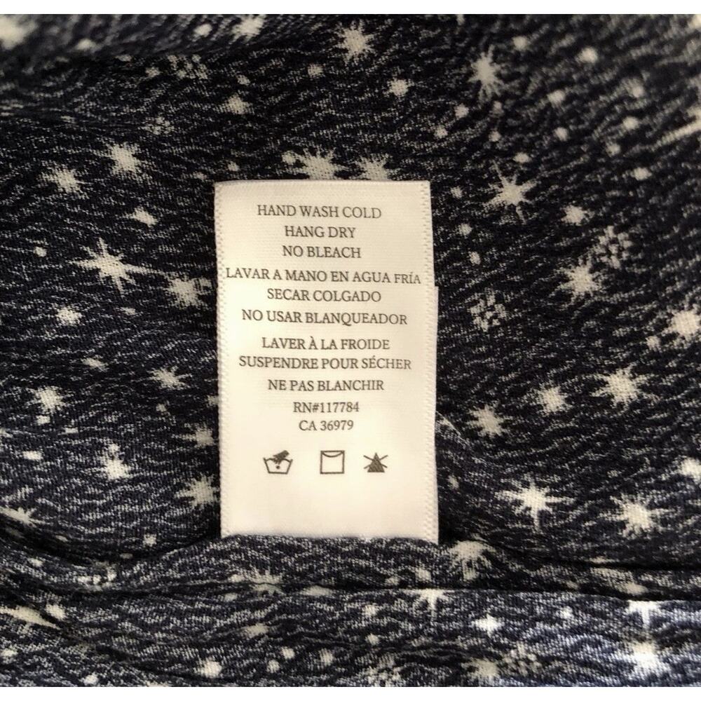 Rails Jasmine Dress Medium Navy Star Print Smocked Waist Long Sleeve Pockets - Picture 10 of 11